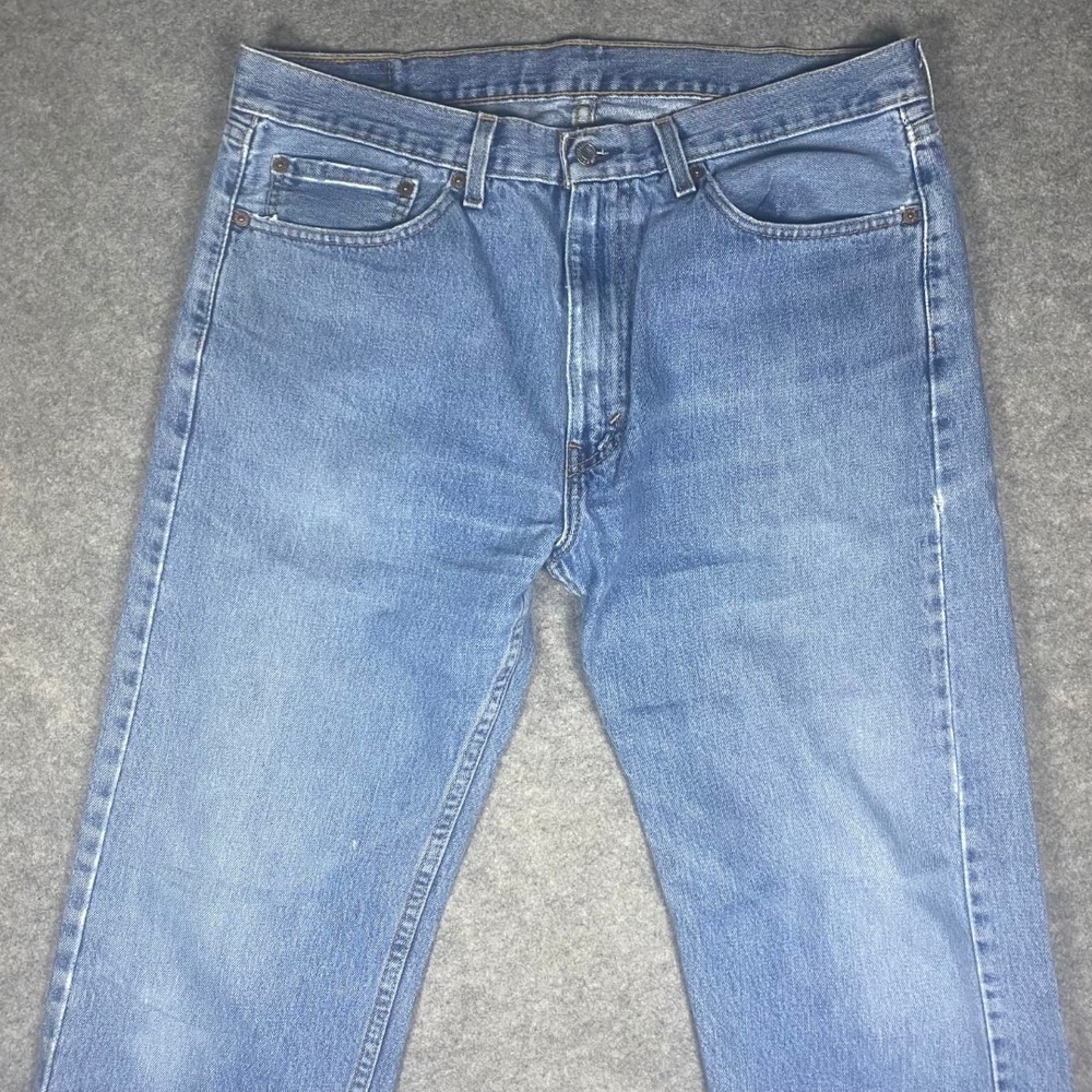 Levi Strauss 505 Mens W36 L32 Blue Denim Straight Fit Jeans Pants - Picture 2 of 12